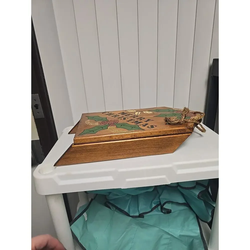 Vtg Wooden Sleigh‎ Merry Christmas Decor Cottagecore Farmhouse Hand Painted